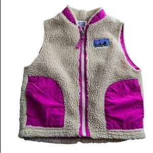 Patagonia Kids' Cream and Pink Fleece Vest